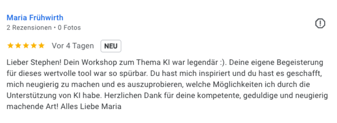Feedback eines Workshop-Teilnehmers oder einer Workshop-Teilnehmerin 1