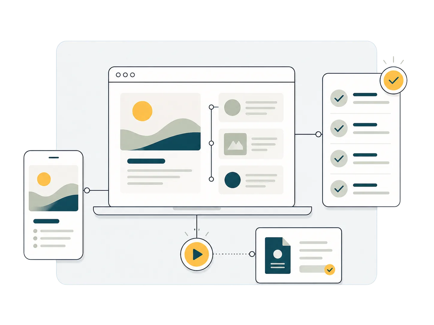 Illustration eines getesteten und übergebenen Funnels